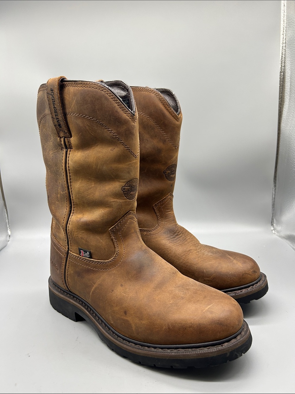 Justin Boots Mens Size 8D Brown Leather Insulated Waterproof Work WK4980